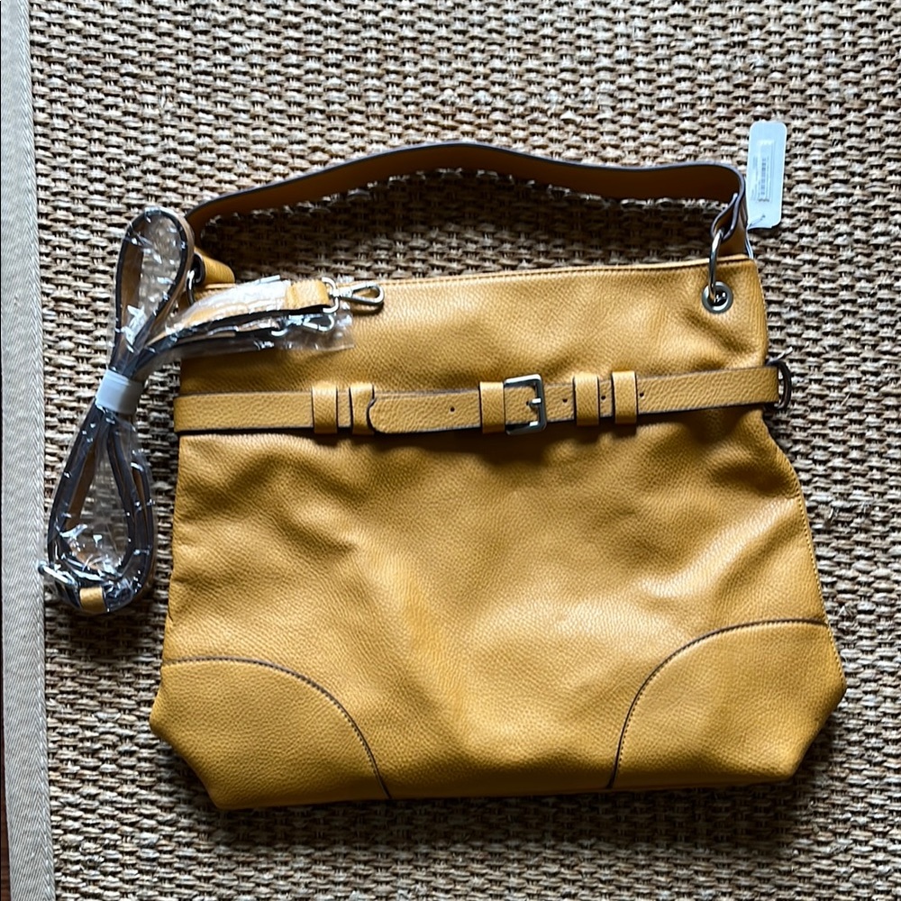 NWT Mustard Yellow Shoulder Bag with Metallic Hardware